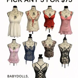 Lingerie Bundle Sale – Pick Any 3 for $75 | Babydolls, Bustiers, & Bodysuits